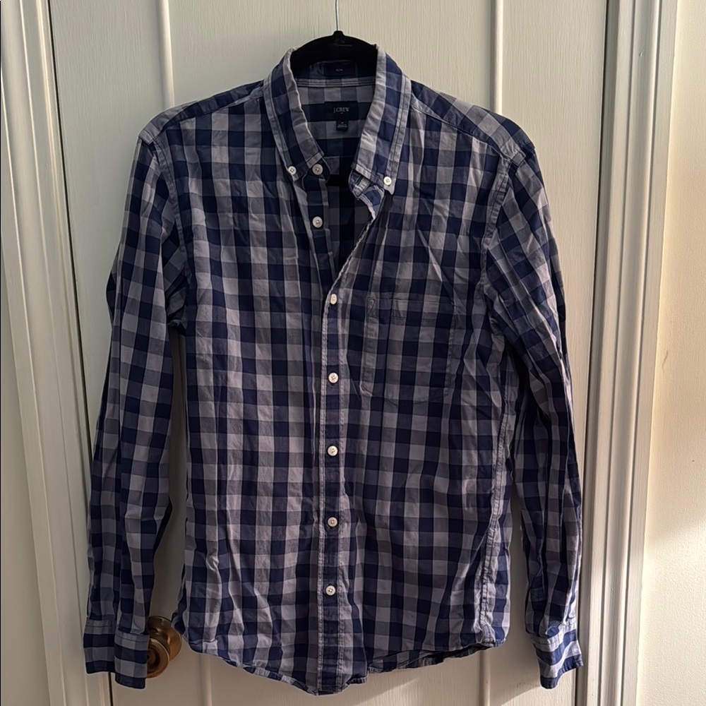 J. Crew Blue and White Casual Button Down Shirt